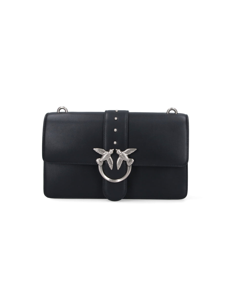 Pinko 100% leather shoulder bag in black