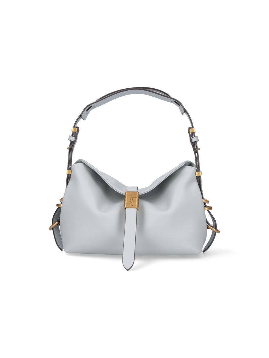 Pinko 100% leather shoulder bag in gray