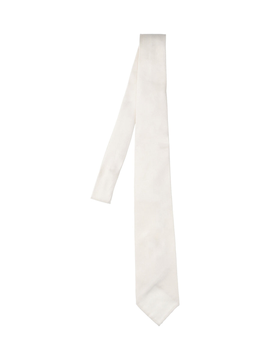Cesare Attolini 100% Silk necktie in white