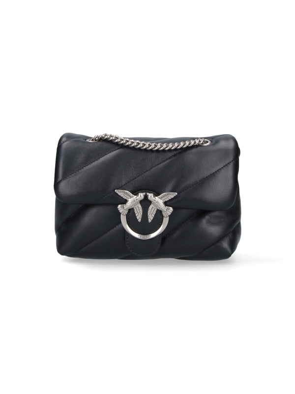 Pinko 100% leather shoulder bag in black
