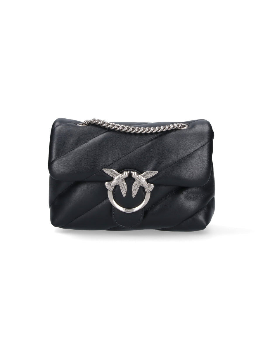 Pinko 100% leather shoulder bag in black