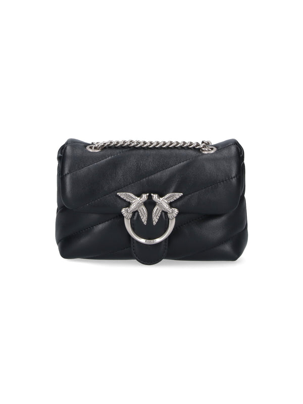 Pinko 100% leather shoulder bag in black