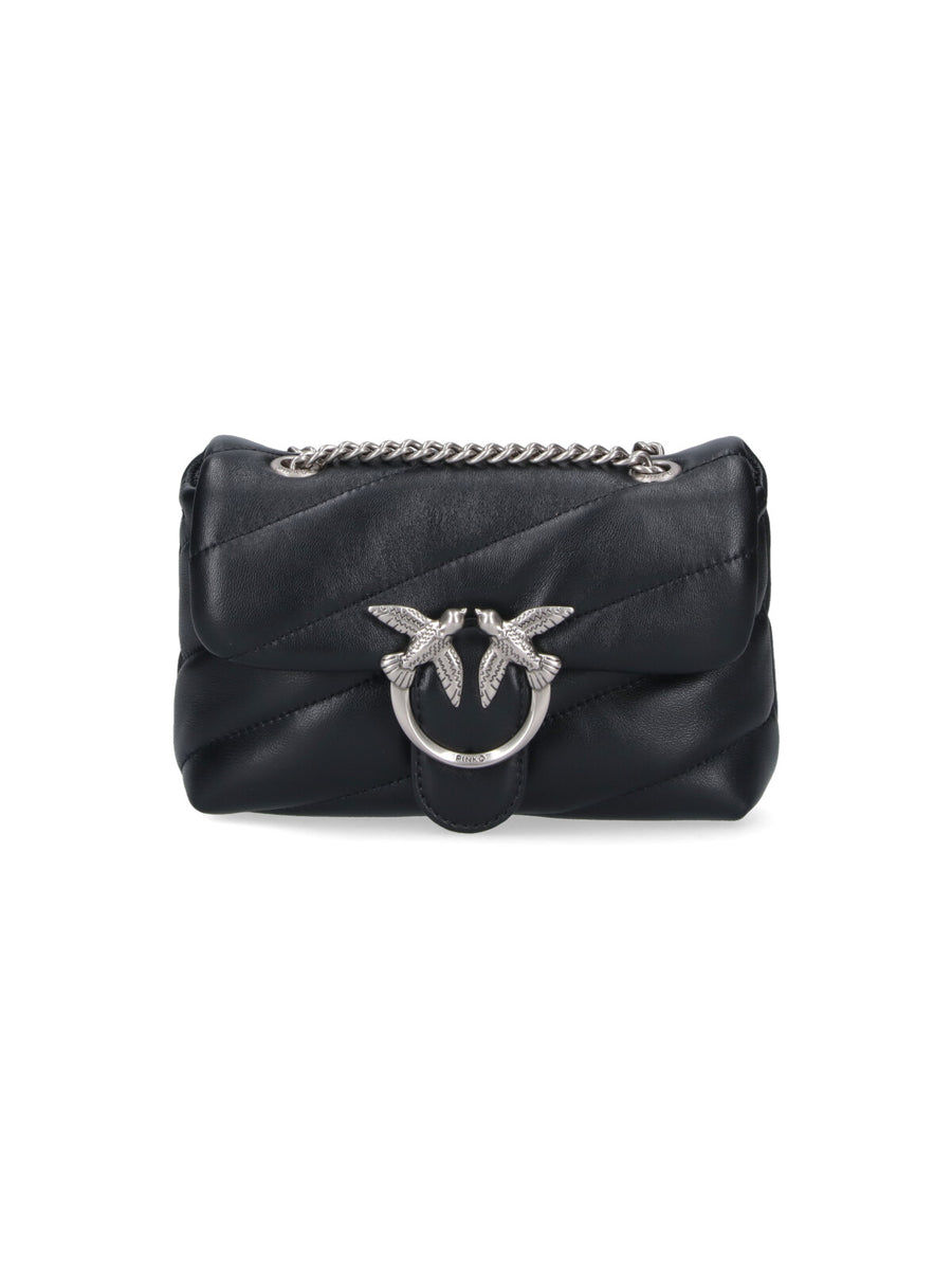 Pinko 100% leather shoulder bag in black