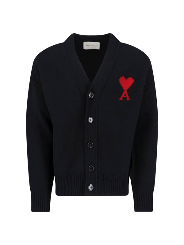 AMI Paris 100% Wool cardigan in black