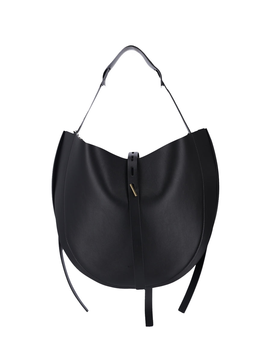 Minobossi 100% leather hobo bag in black