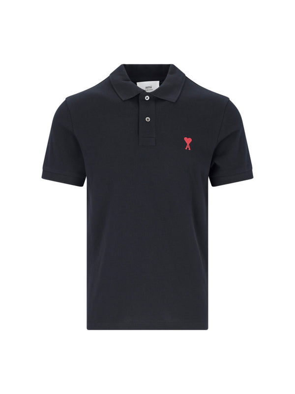 AMI Paris 100% Organic Cotton polo in navy