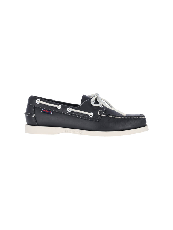 Sebago 100% leather boat shoe in black