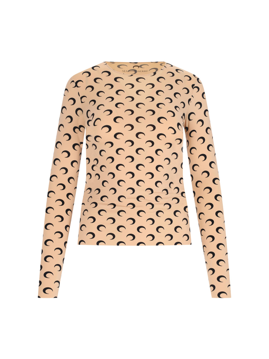 Marine Serre Cjer 88% Polyamide top in beige