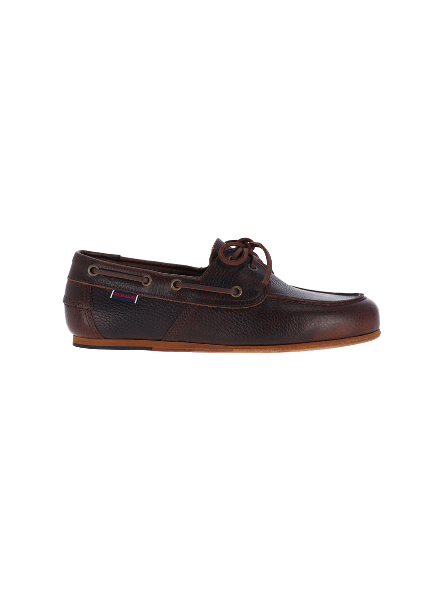 Sebago 100% leather boat shoe in brown