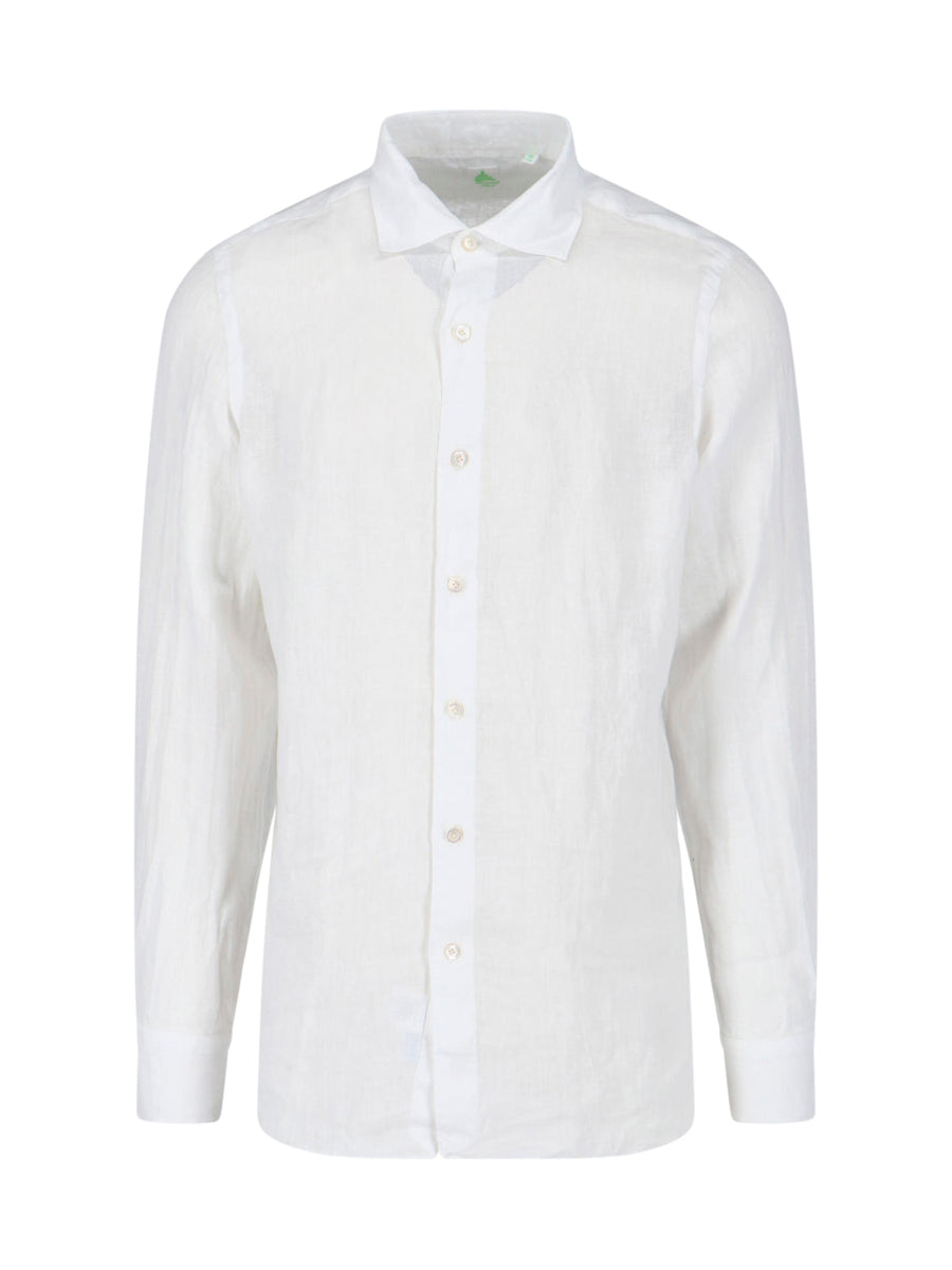 Finamore Gaeta 100% linen shirt in white