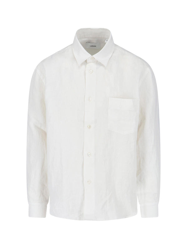 Lardini Paca 100% linen shirt in white