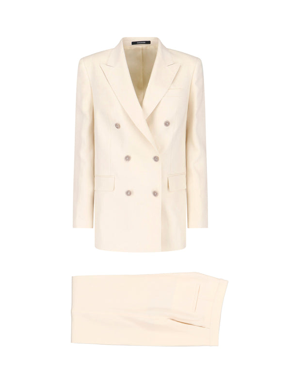 Tagliatore 100% linen pant suit in white