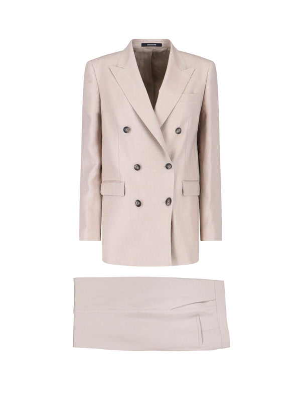 Tagliatore 100% linen pant suit in beige