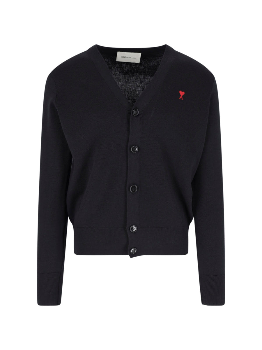 AMI Paris 100% Wool cardigan in black