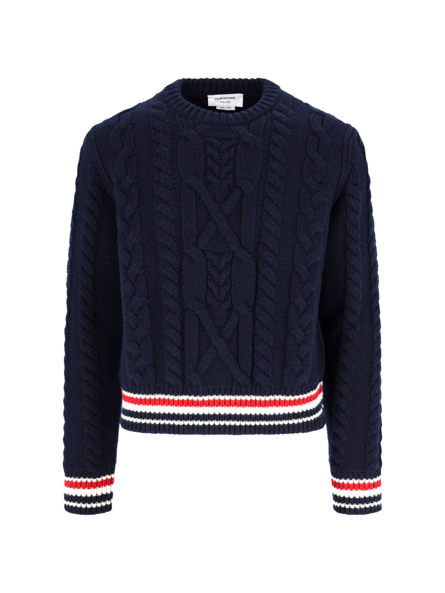 Thom Browne 98% Virgin Wool sweater in navy