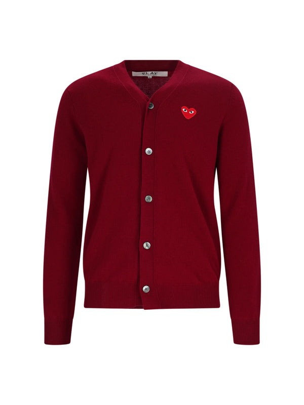 Comme Des Garcons Play 100% Wool cardigan in red