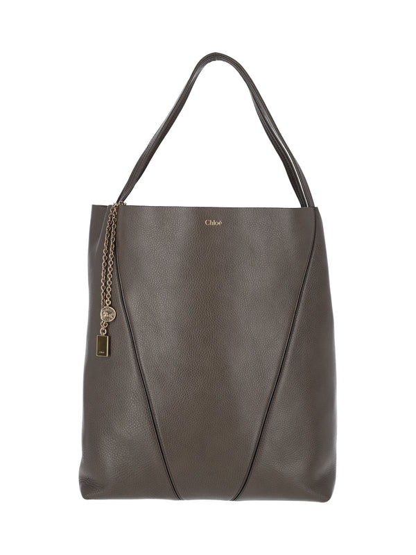 Chloè 100% cow leather shoulder bag in gray