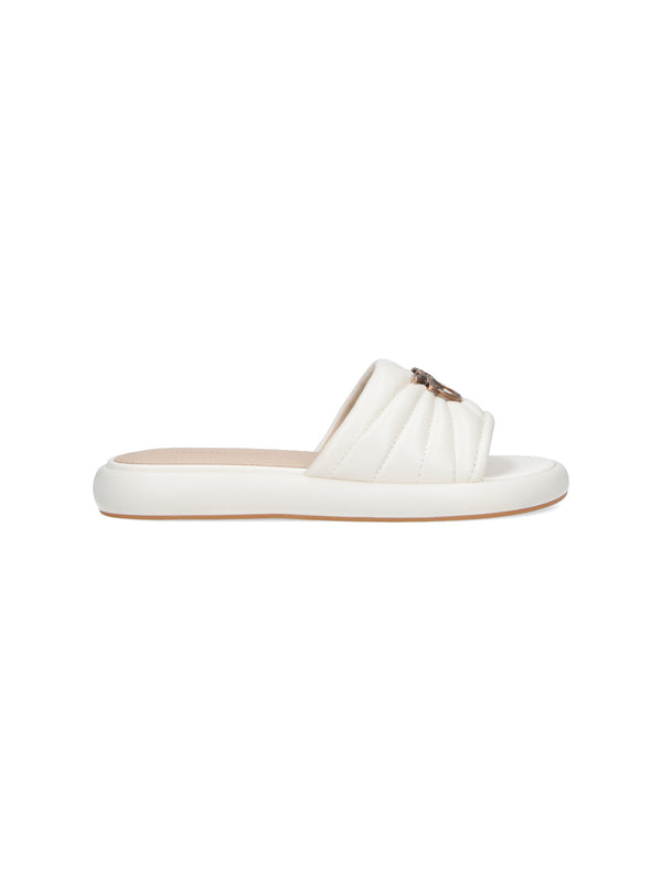 Pinko Upper: 100% Ovis Aries slide sandal in white