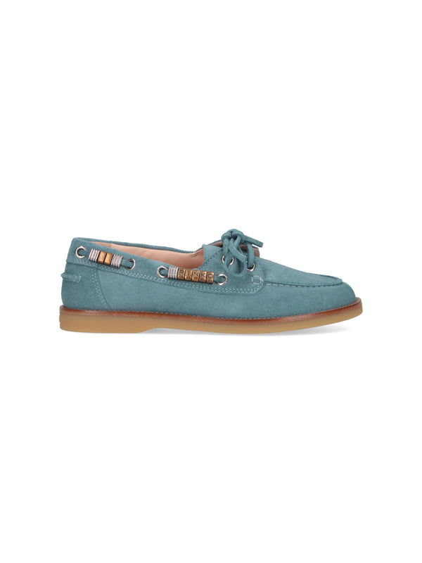 Pinko Upper: 100% Cow Leather boat shoe in blue