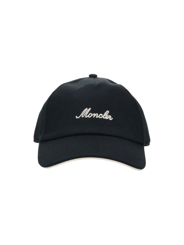 Moncler 091 100% Cotton baseball cap in black