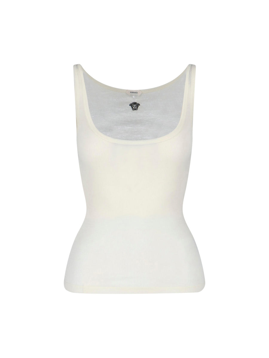 Versace 100% Virgin Wool tank top in white