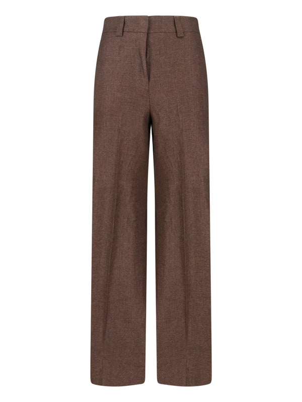 Incotex 100% linen trousers in brown