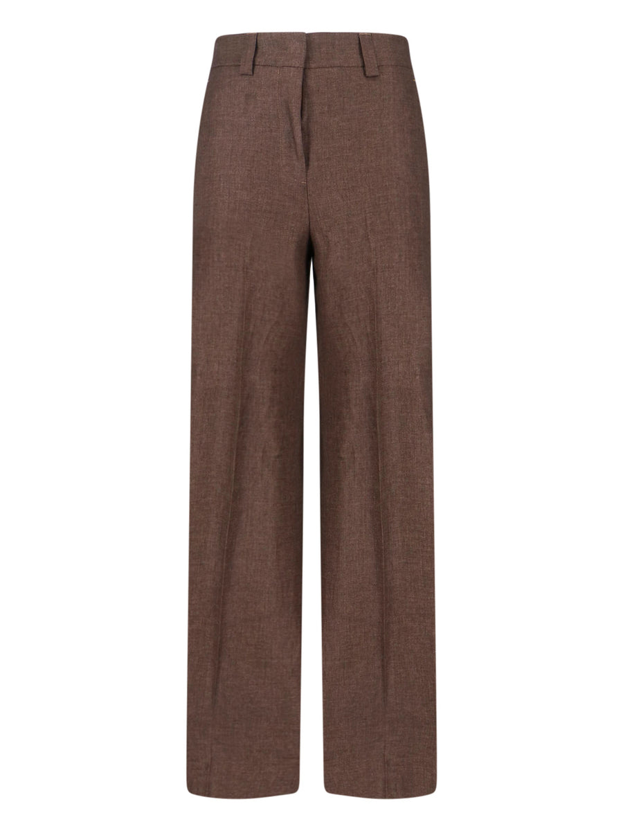 Incotex 100% linen trousers in brown