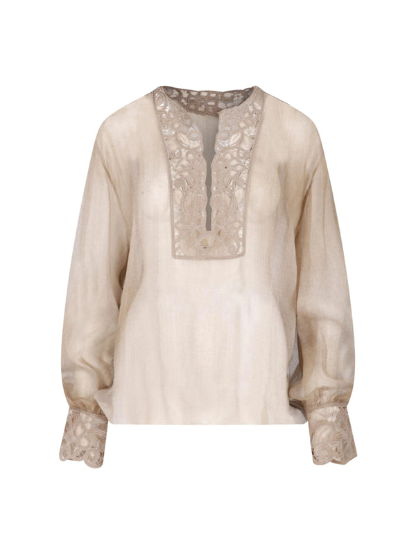Ermanno Scervino 100% silk shirt in beige