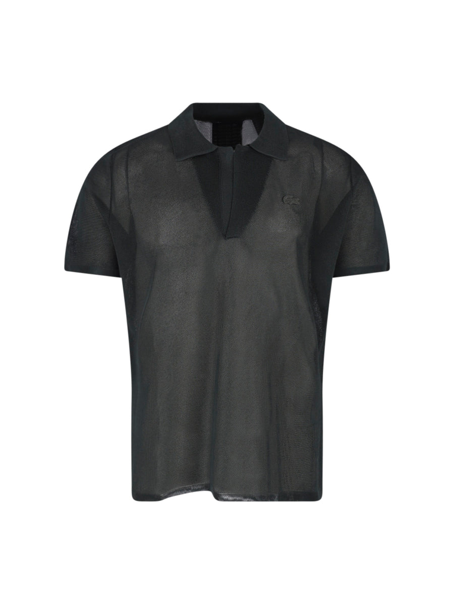 Lacoste 100% viscose polo in black