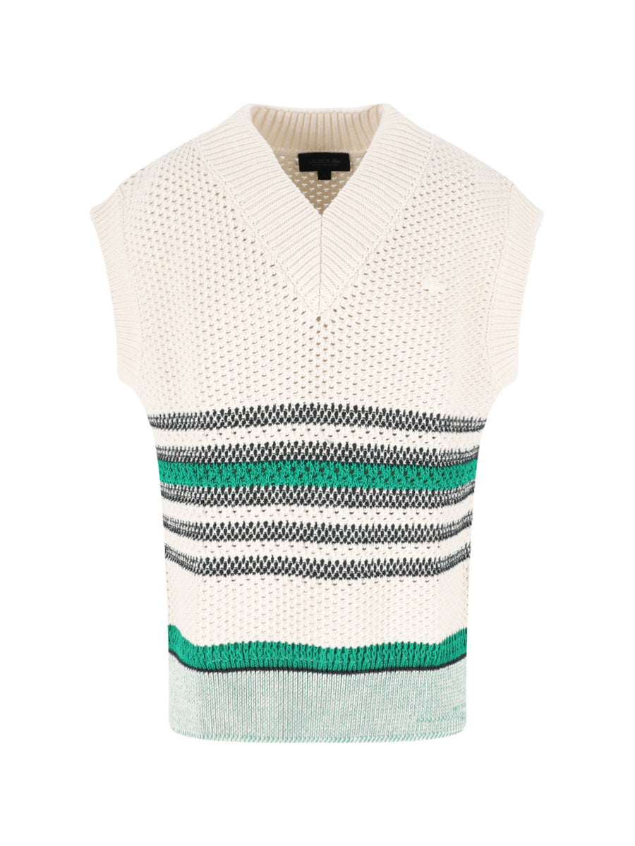 Lacoste 66% cotton sweater vest in beige