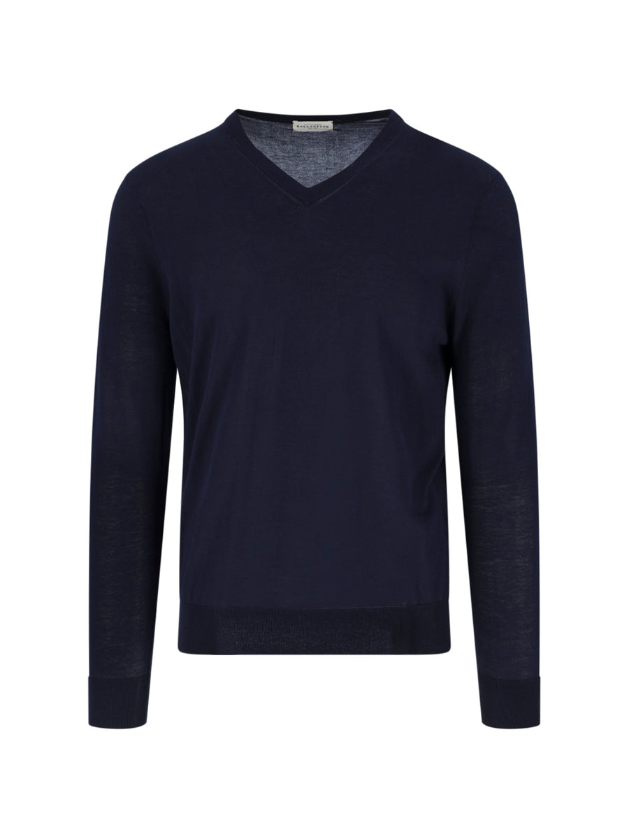 Ballantyne 100% cotton sweater in navy