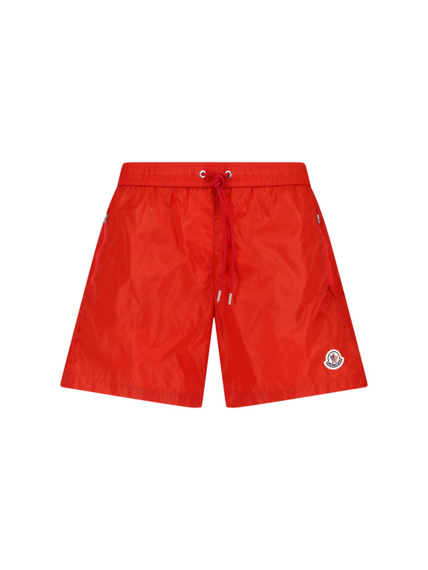 Moncler 100% polyamide swim shorts in red