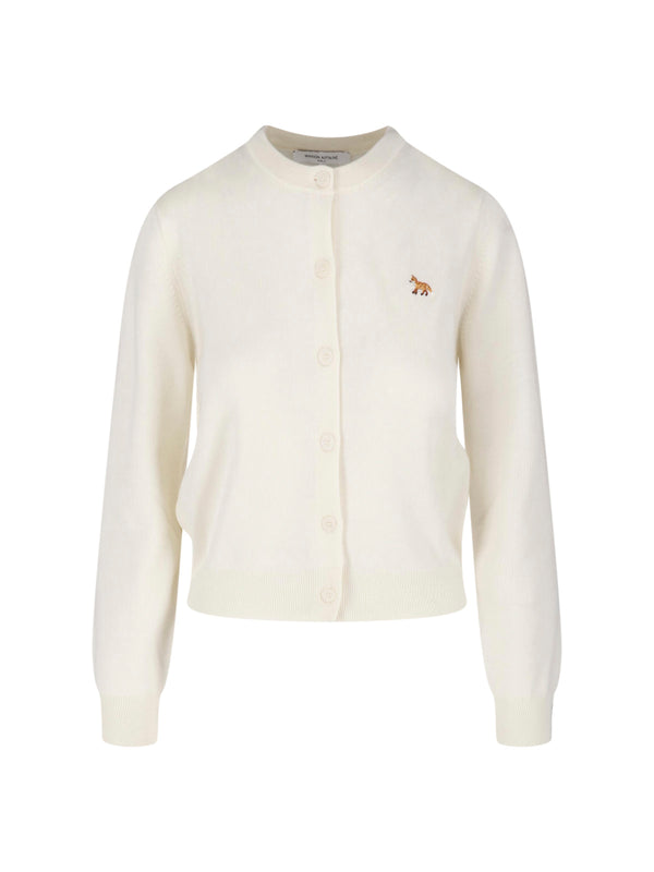 Maison Kitsune' 100% wool cardigan in white