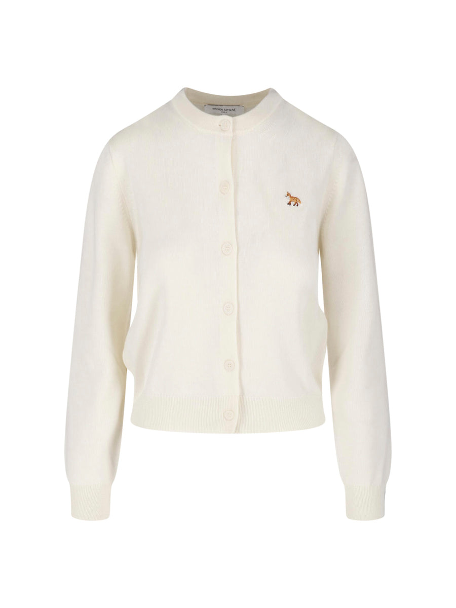 Maison Kitsune' 100% wool cardigan in white