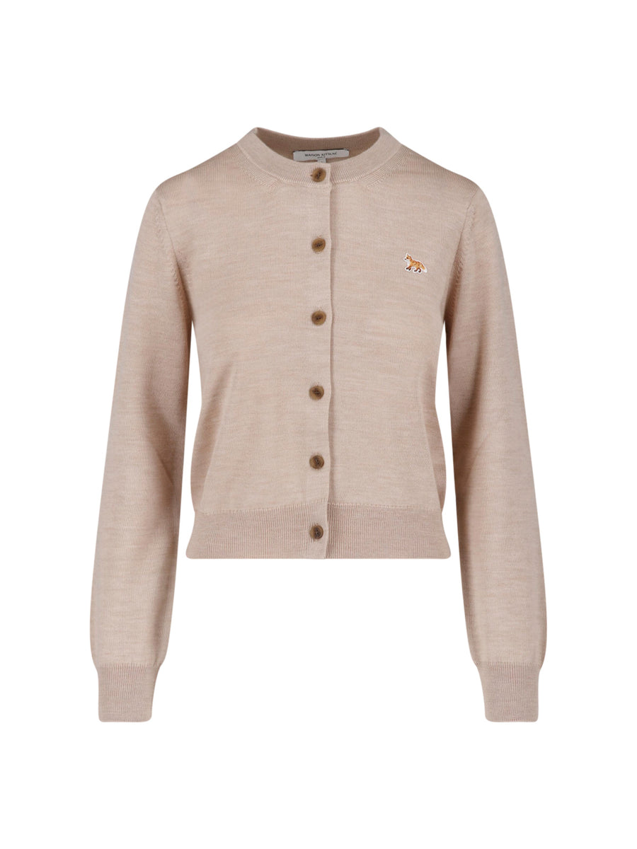 Maison Kitsune' 100% wool cardigan in beige