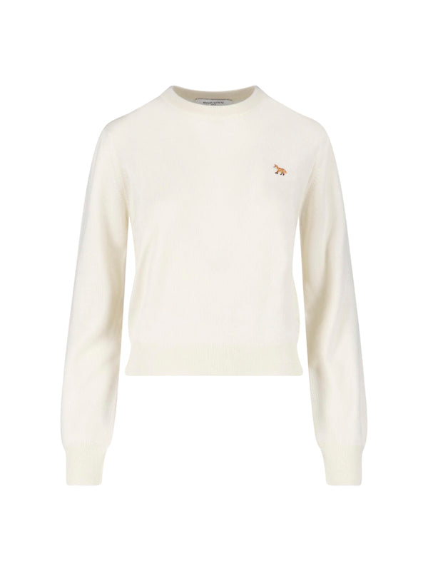 Maison Kitsune' 100% wool sweater in white