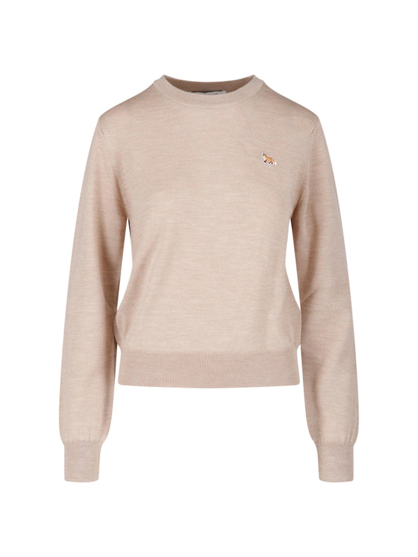 Maison Kitsune' 100% wool sweater in beige