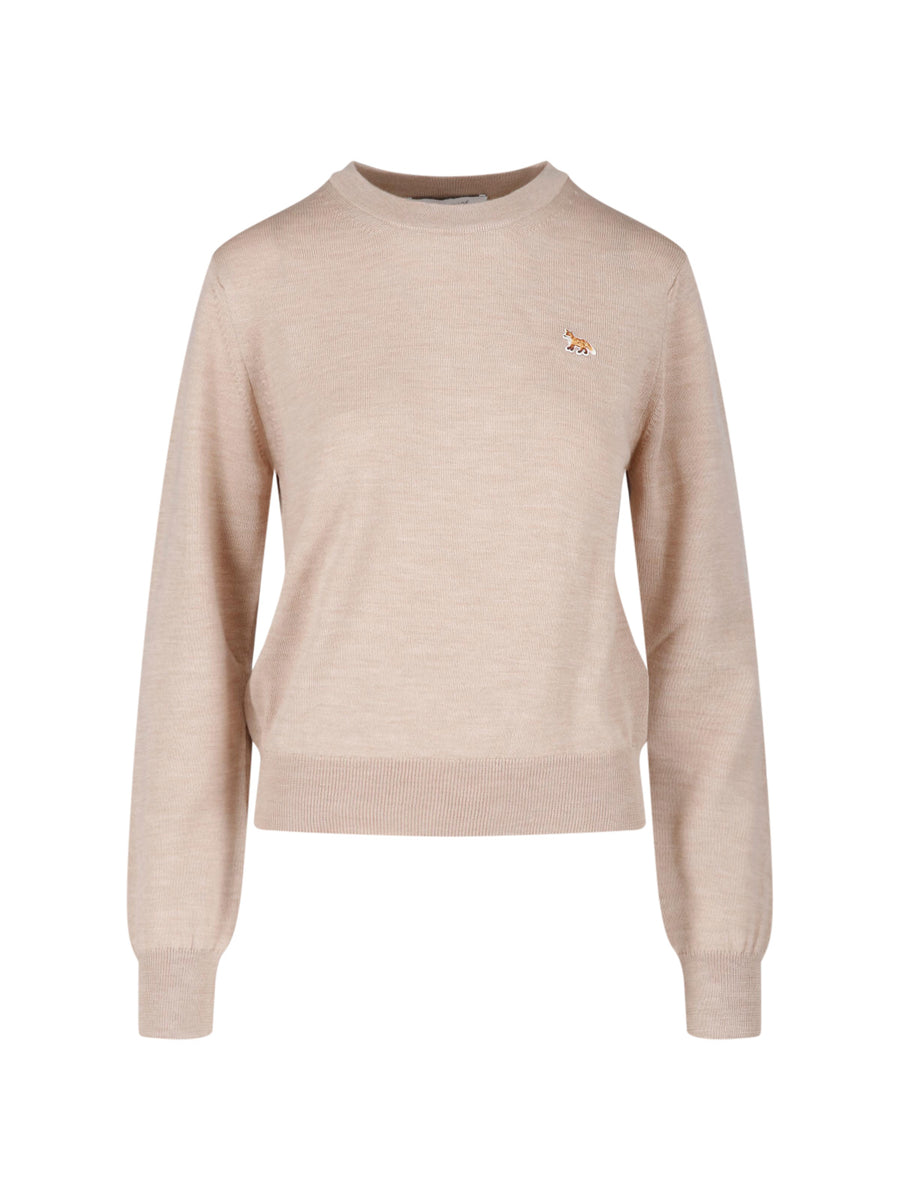 Maison Kitsune' 100% wool sweater in beige