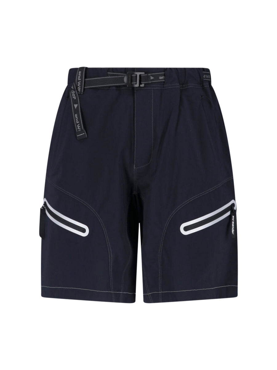 And Wander 95% Nylon cargo shorts in black