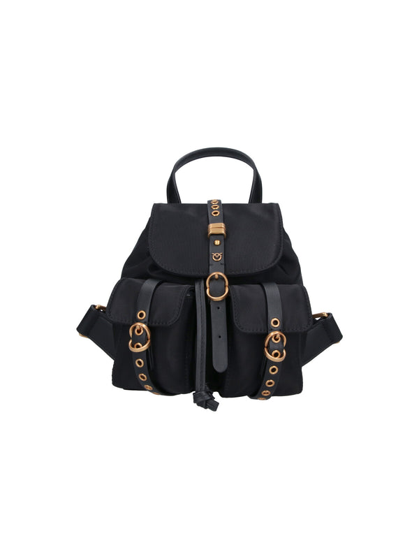 Pinko 100% leather backpack in black