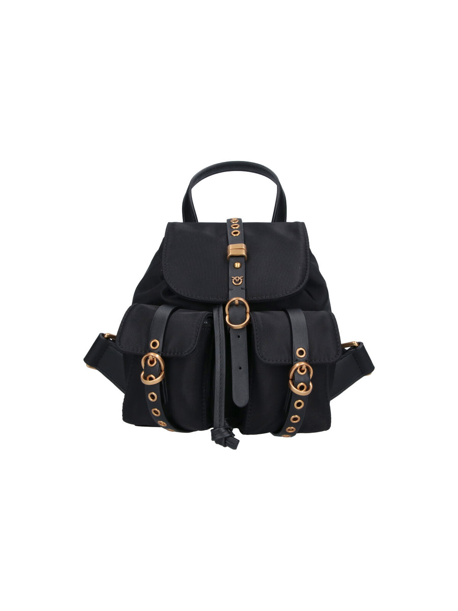 Pinko 100% leather backpack in black