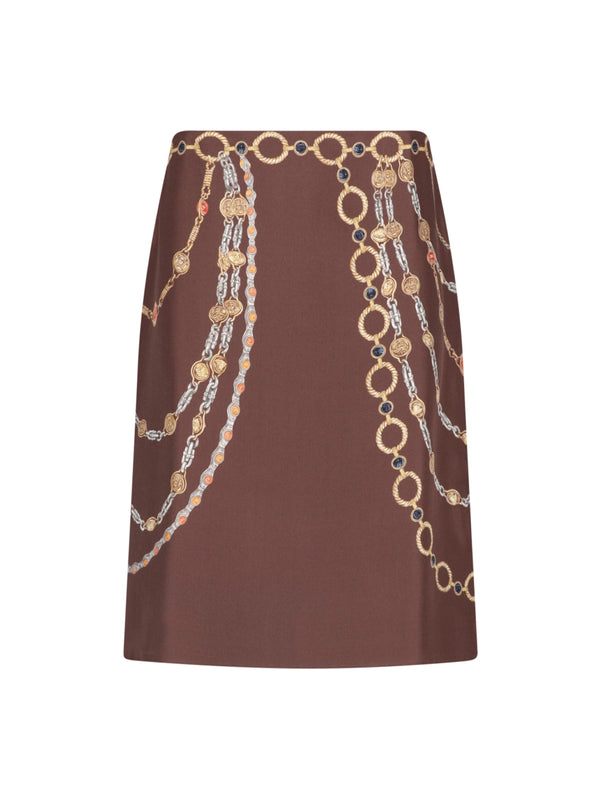 Versace 100% Silk skirt in brown