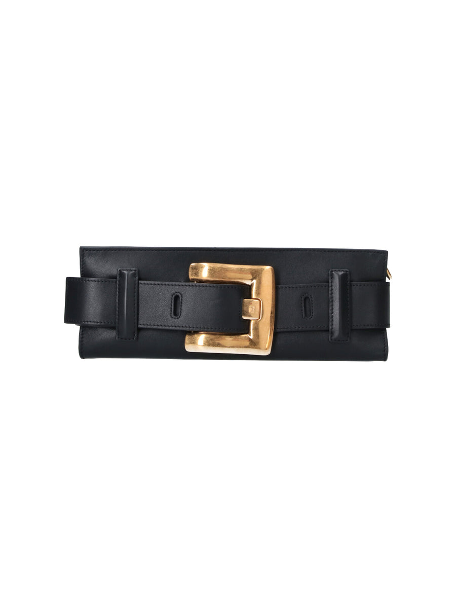 Balmain 100% calf leather belt bag in black