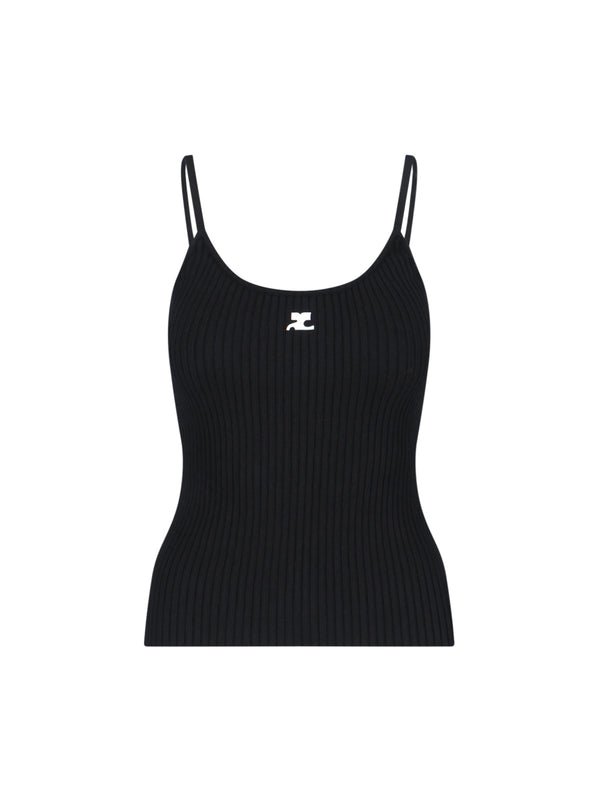 CourrèGes 70% Viscose tank top in black
