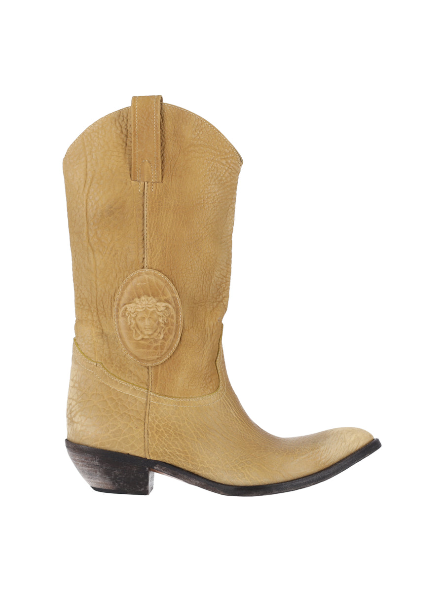 Versace 100% Calf Leather boot in taupe