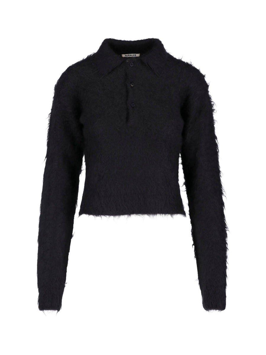 Auralee 60% Mohair sweater in black