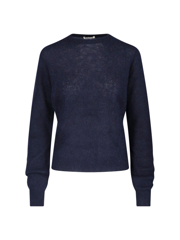 Auralee 70% Alpaca sweater in navy
