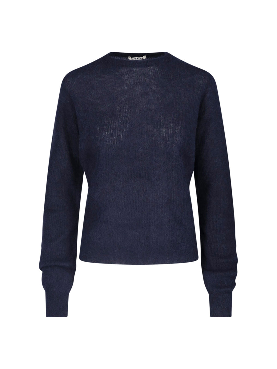 Auralee 70% Alpaca sweater in navy