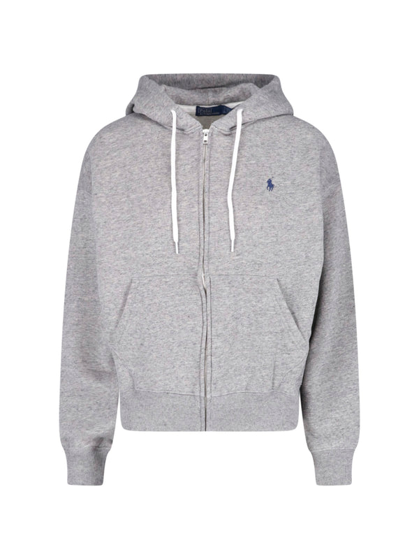 Polo Ralph Lauren Cotton-blend fleece hoodie in gray