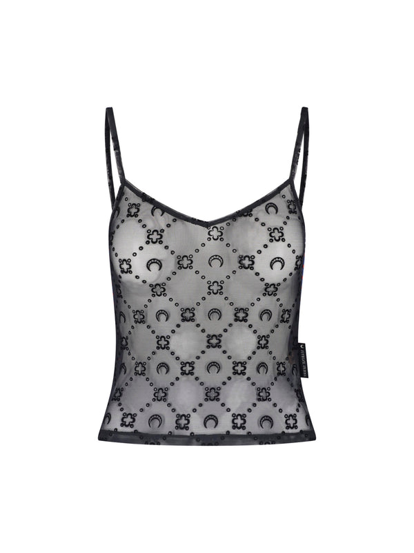 Marine Serre Cjer 86% Polyamide tank top in black